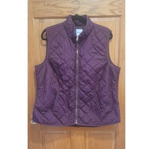 Old Navy Pleated Zippered Vest w/ Pockets, Purple, XL quilted puffer